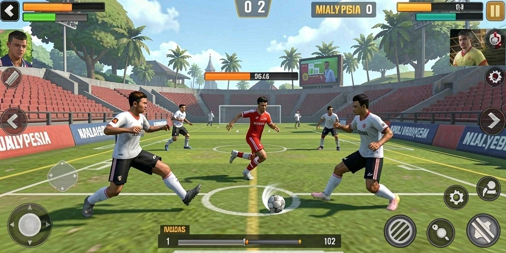 Tangkapan layar ini menunjukkan karakter utama dalam aksi.